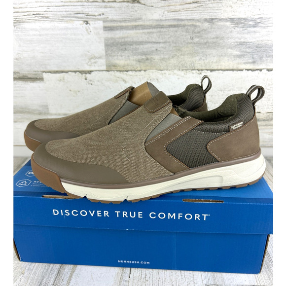 Nunn Bush Mens 10.5 Sedona Tan Green Slip-On Leather Casual Shoes Sneaker NEW